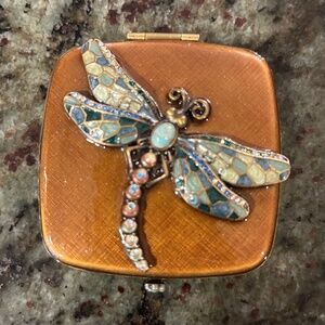 Jay Strongwater Enamel, Stone and Swarovski crystal compact mirror